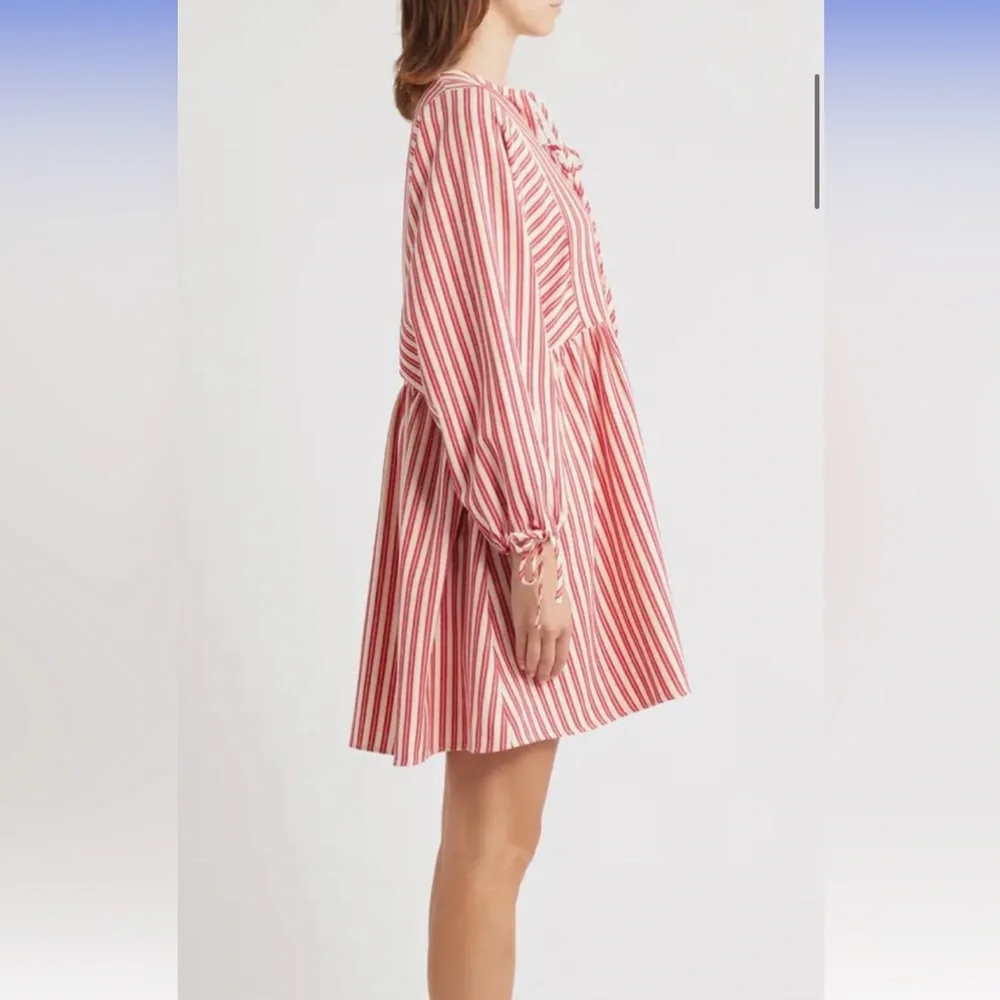 Huxley Long Sleeve Babydoll Red White Striped Dress Small FRNCH S - Picture 3 of 8
